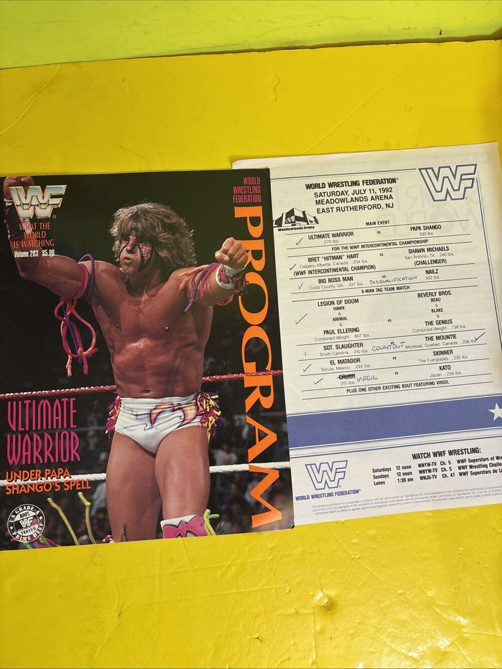1992 WWF Wrestling Program Live Event House Show #203 WARRIOR Bagged Boarded WWE